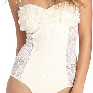 Juicy Couture NWT Prima Donna Ruffle Bandeau Maillot Ivory One Piece Swimsuit
